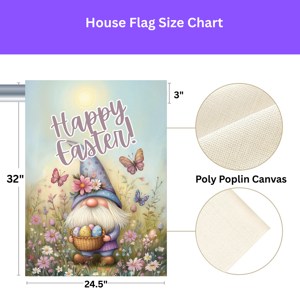 Easter Egg Gnome Garden Flag - porch decor - Dragonfire Gardens