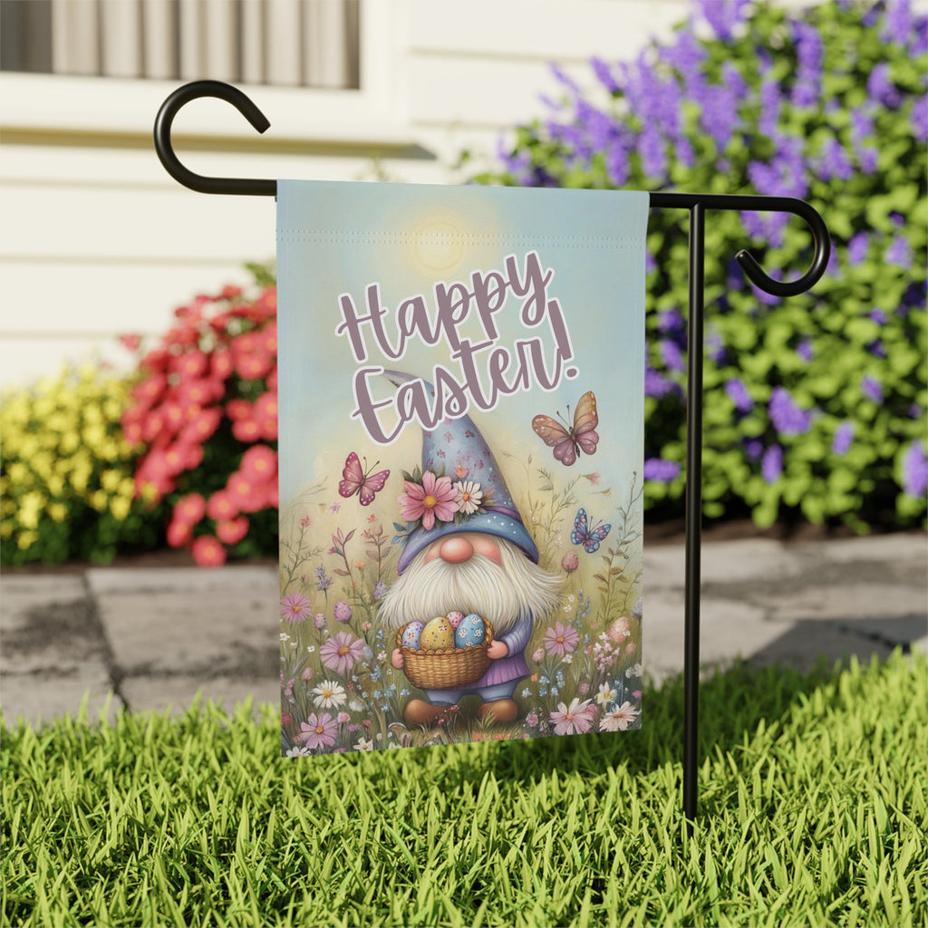 Easter Egg Gnome Garden Flag - outdoor display - Dragonfire Gardens