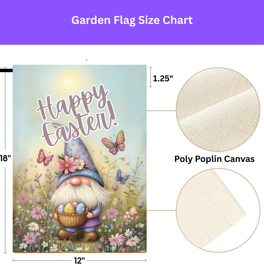 Easter Egg Gnome Garden Flag - double-sided design - Dragonfire Gardens