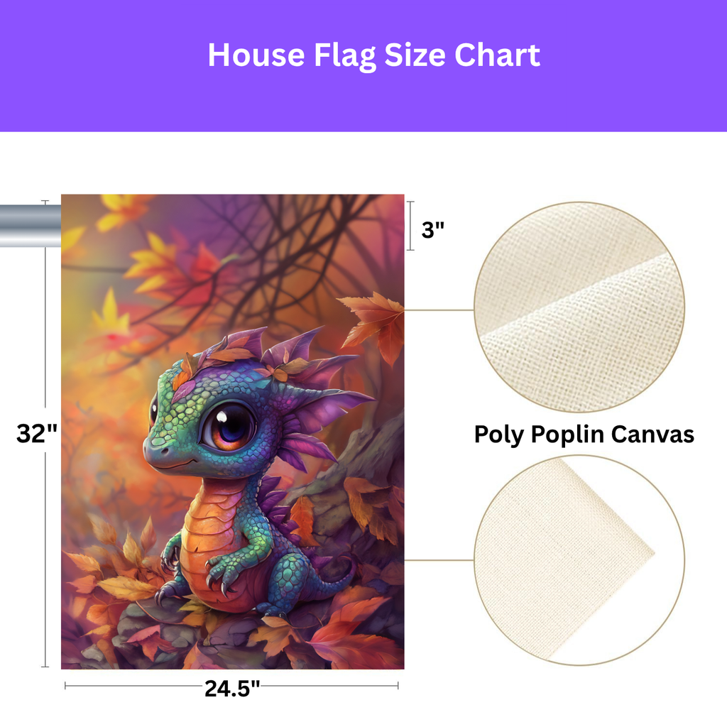 Fall Leaf Baby Dragon Garden Flag - porch decor - Dragonfire Gardens
