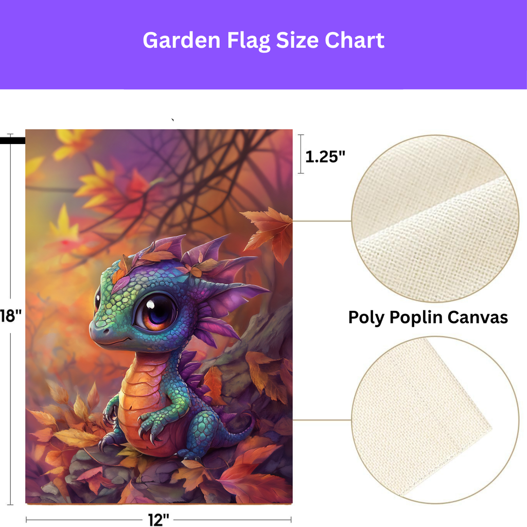 Fall Leaf Baby Dragon Garden Flag - yard display - Dragonfire Gardens