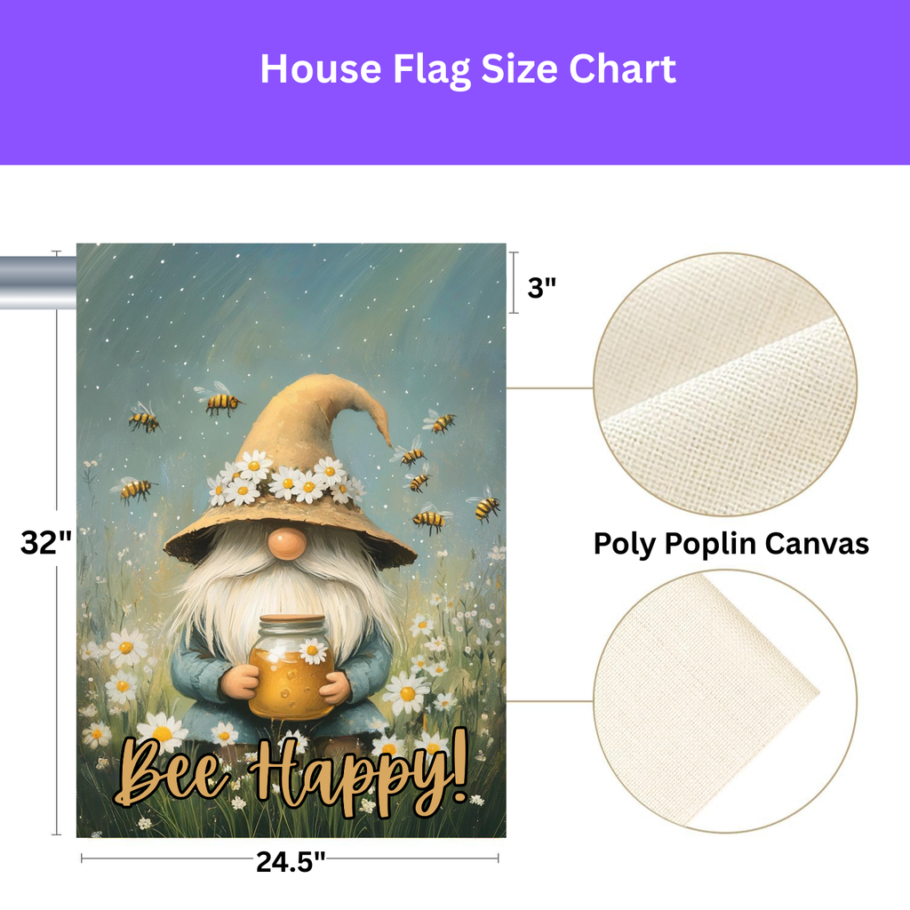 Bee Happy Gnome Garden Flag