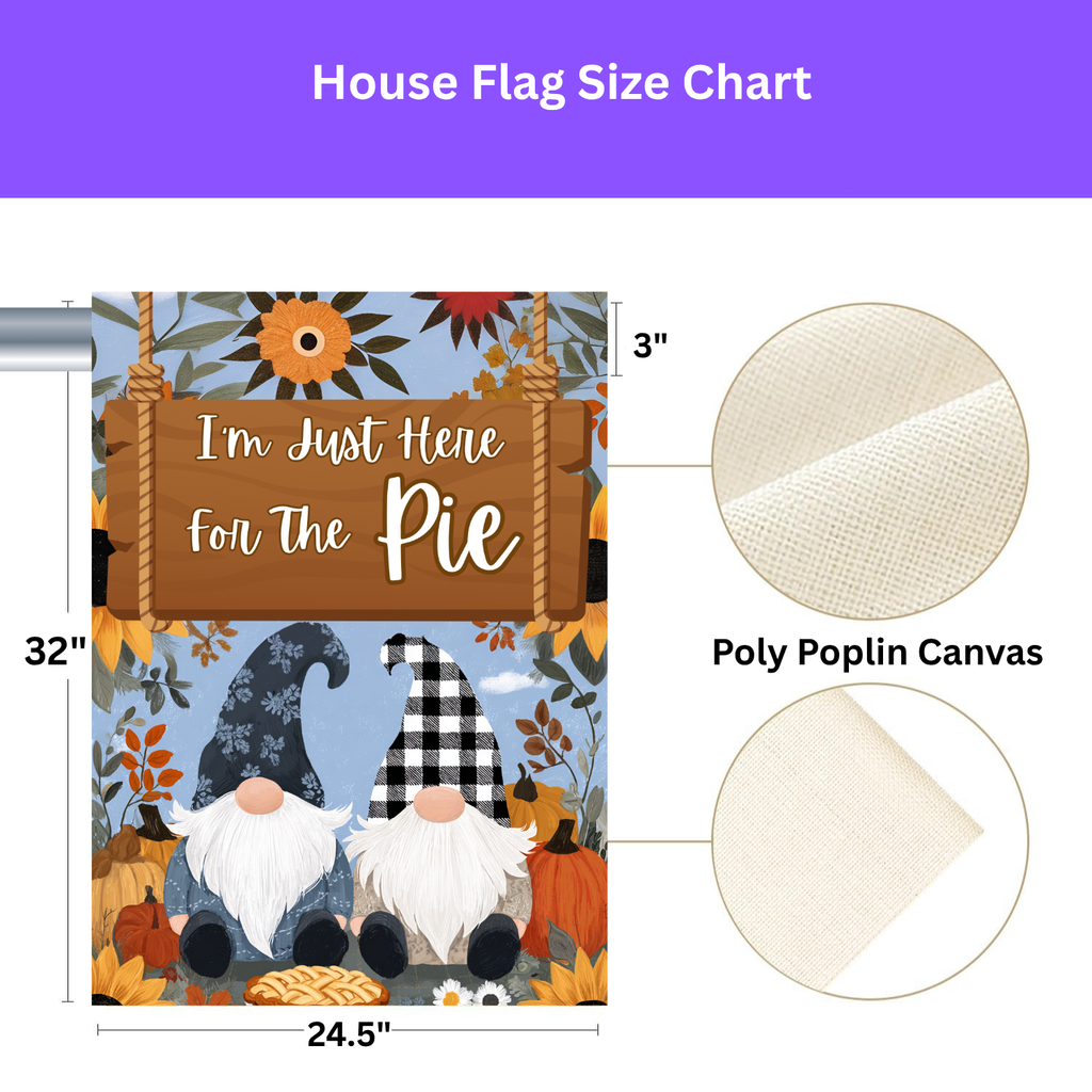 I'm Just Here For the Pie Gnome Garden Flag - yard display - Dragonfire Gardens