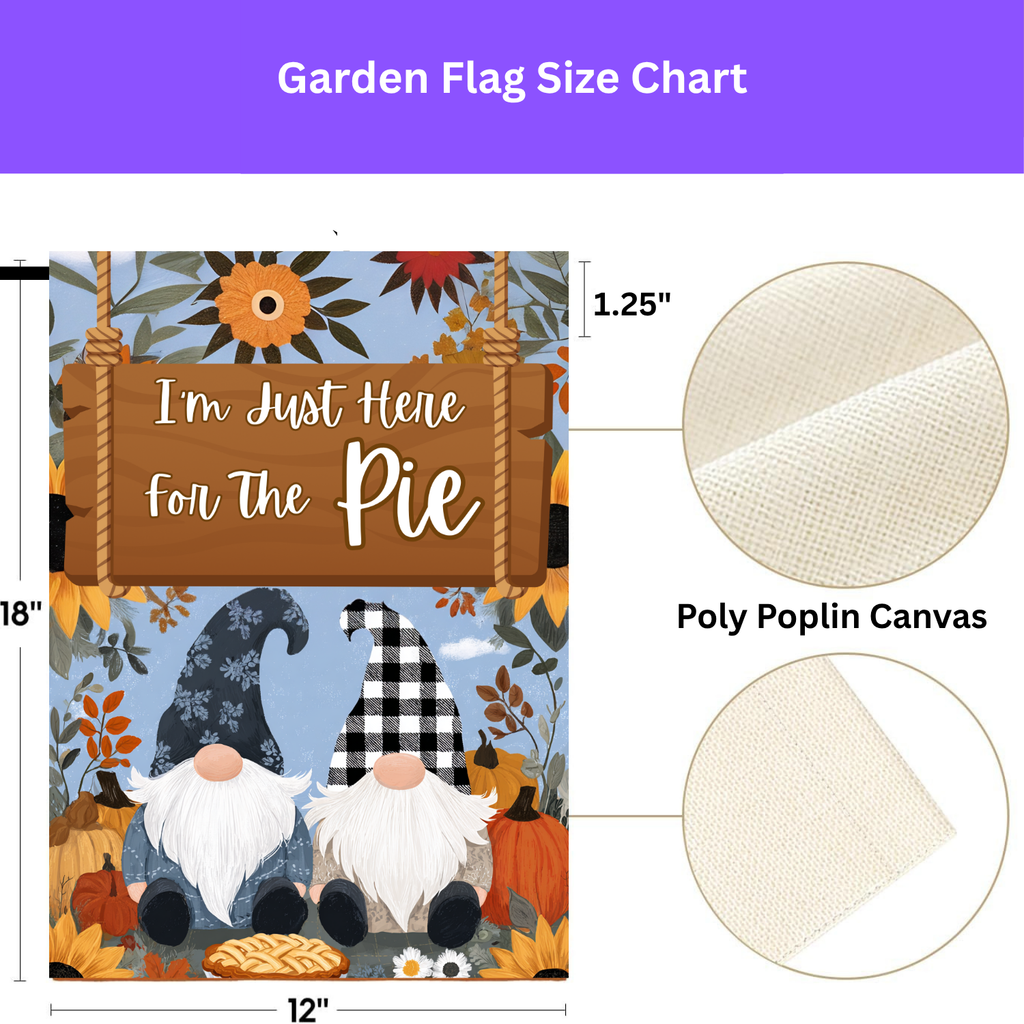 I'm Just Here For the Pie Gnome Garden Flag - porch decor - Dragonfire Gardens