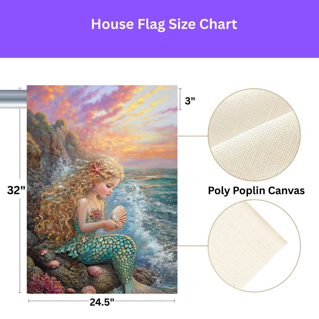Little Mermaid Garden Flag - double-sided design - Dragonfire Gardens