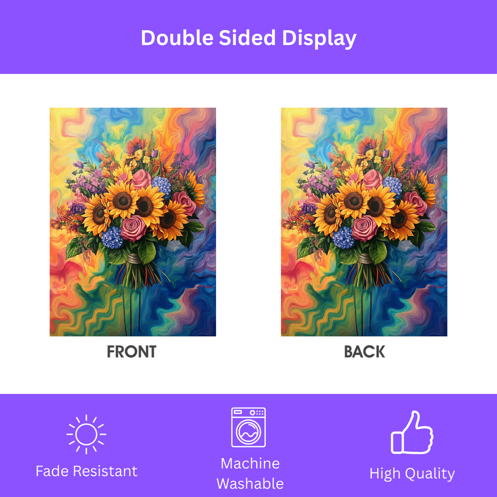 Vibrant Abstract Sunflower Garden Flag - double-sided design - Dragonfire Gardens
