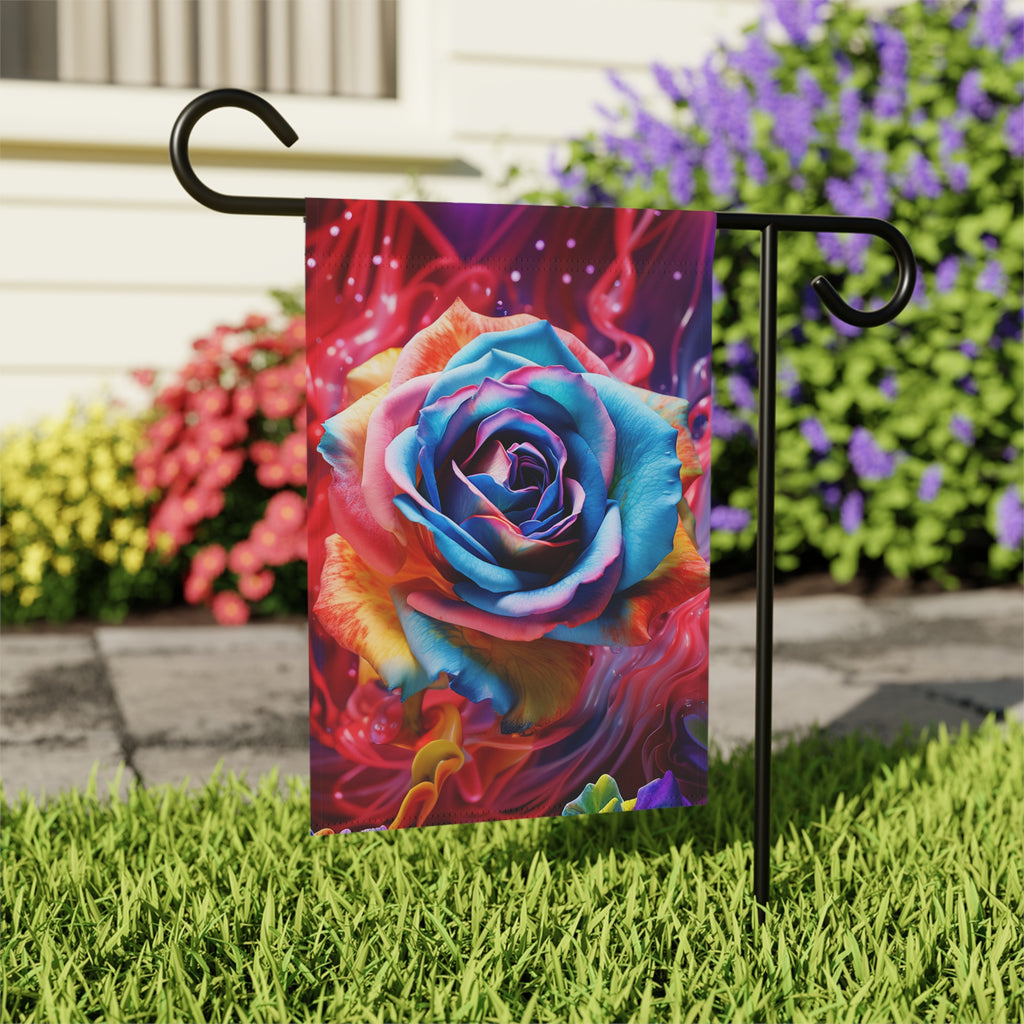 Abstract Blue Rose Garden Flag