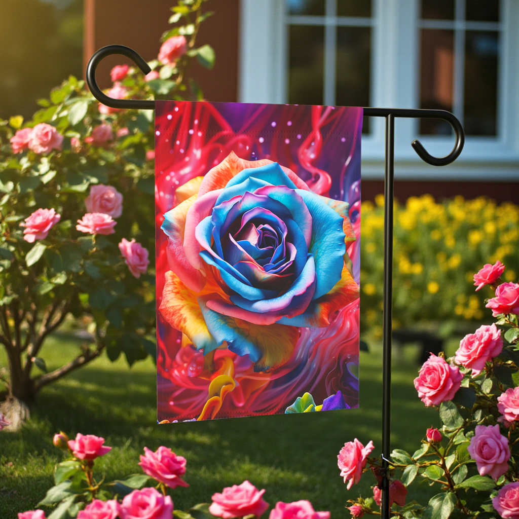 Abstract Blue Rose Garden Flag