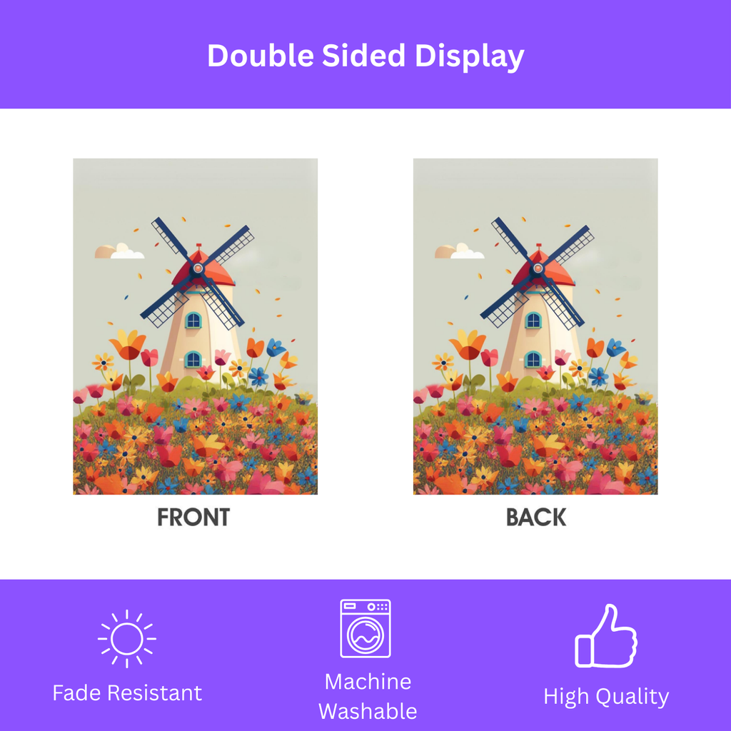 Windmill and Flowers Garden Flag