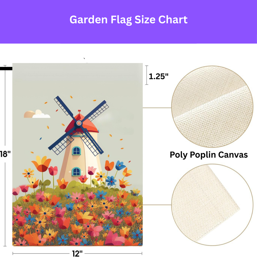 Windmill and Flowers Garden Flag