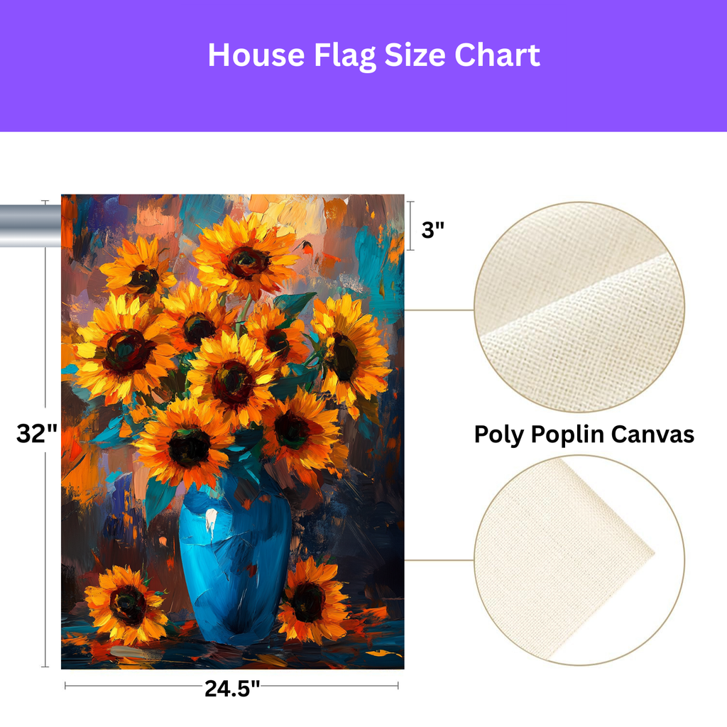 Blue Vase Sunflower Garden Flag - porch decor - Dragonfire Gardens