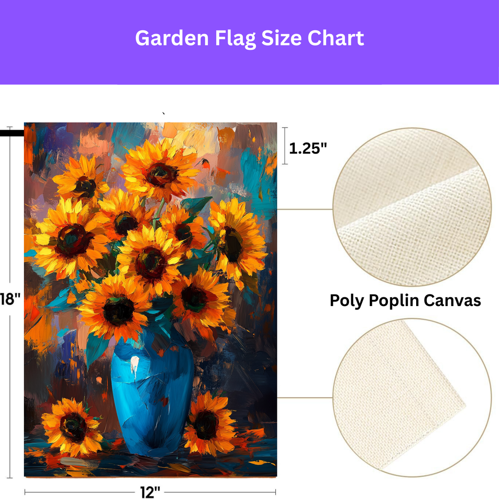 Blue Vase Sunflower Garden Flag - yard display - Dragonfire Gardens