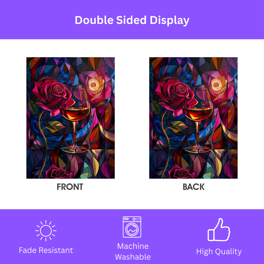 Abstract Wine and Rose Garden Flag - double-sided design - Dragonfire Gardens