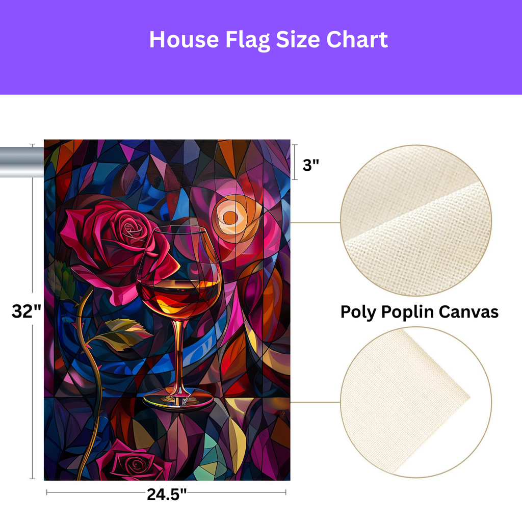 Abstract Wine and Rose Garden Flag - porch decor - Dragonfire Gardens