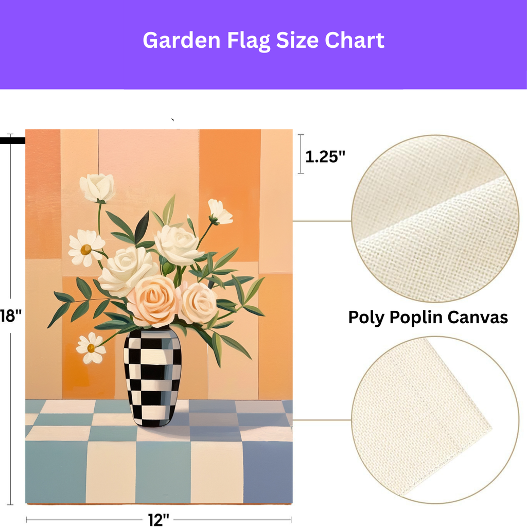 Abstract Checkered Vase Flower Garden Flag