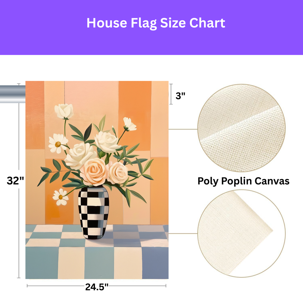 Abstract Checkered Vase Flower Garden Flag