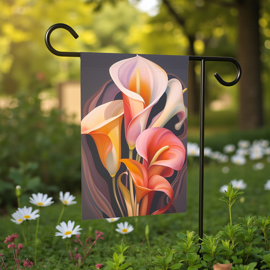 Abstract Colorful Lilies Garden Flag