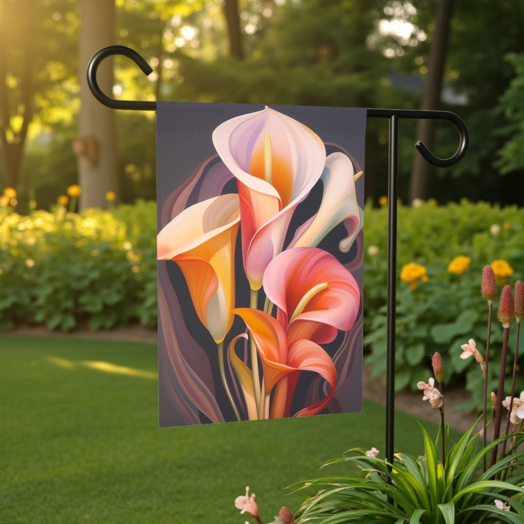Abstract Colorful Lilies Garden Flag