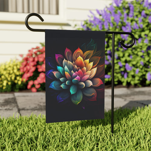 Abstract Colorful Lotus Flower Garden Flag