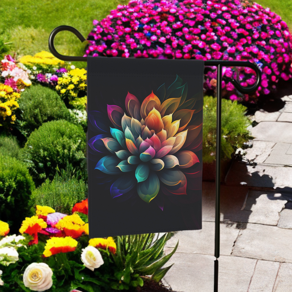 Abstract Colorful Lotus Flower Garden Flag