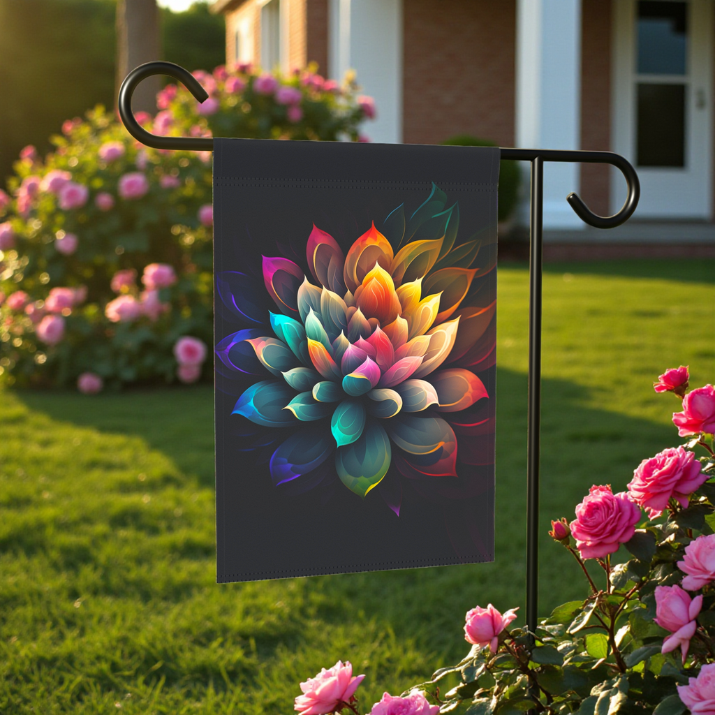 Abstract Colorful Lotus Flower Garden Flag