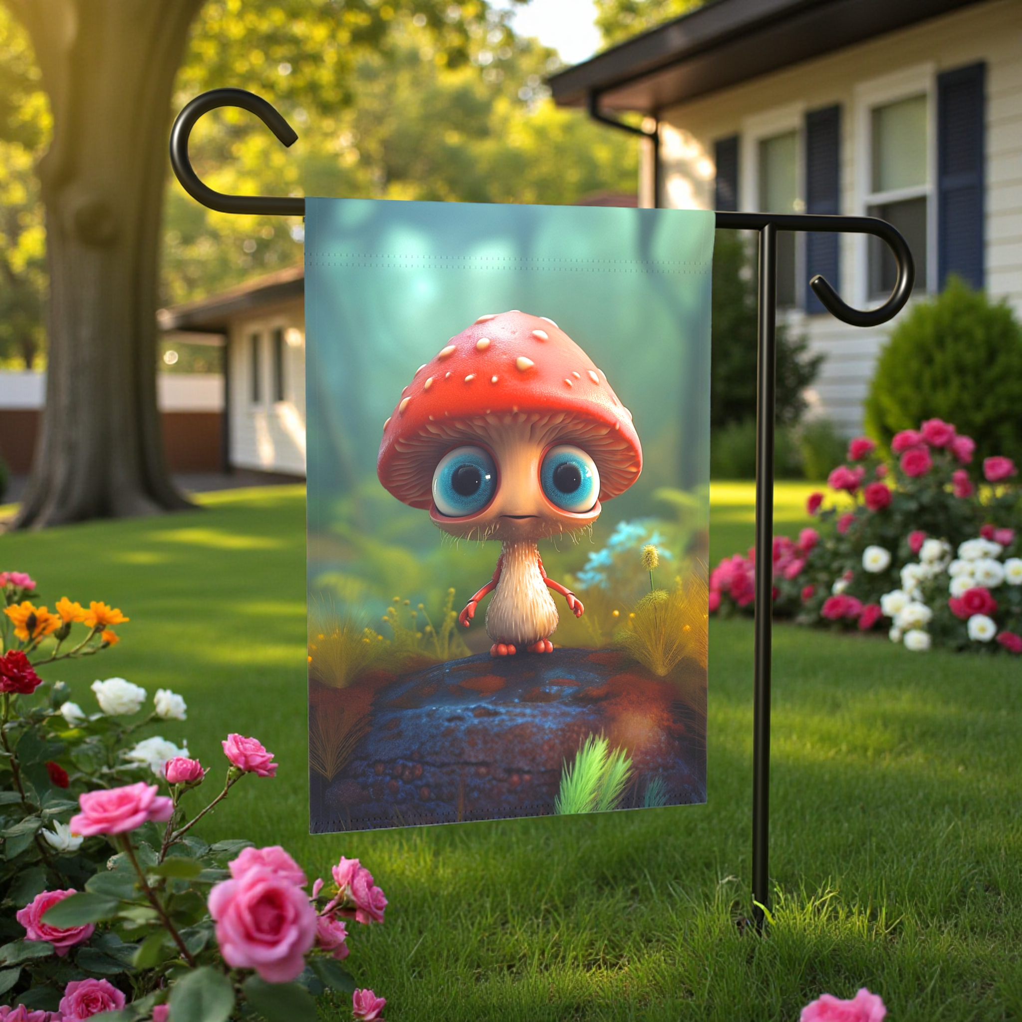 Cute Mushroom Garden Flag
