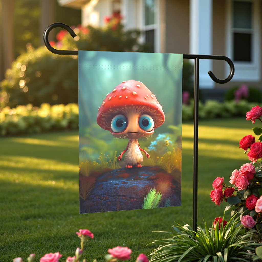 Cute Mushroom Garden Flag