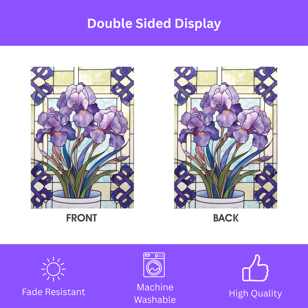 Purple Iris Garden Flag - double-sided design - Dragonfire Gardens