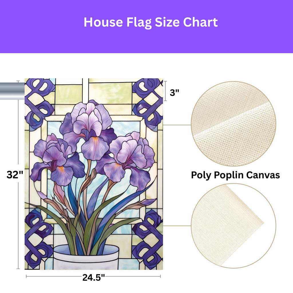 Purple Iris Garden Flag - yard display - Dragonfire Gardens