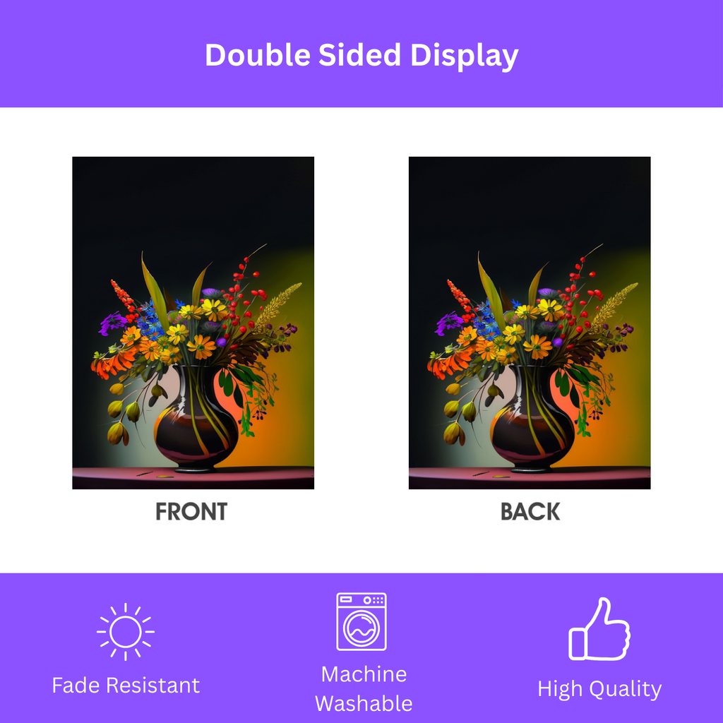 Black Vase Flowers Garden Flag - double-sided design - Dragonfire Gardens