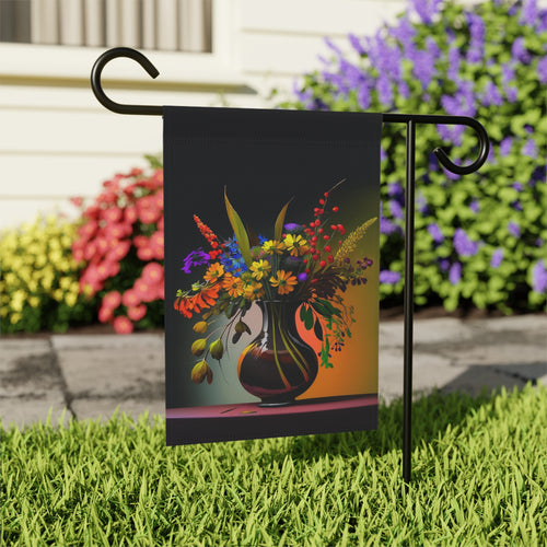 Black Vase Flowers Garden Flag - outdoor display - Dragonfire Gardens
