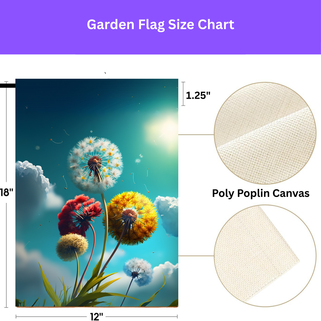 Colorful Dandelions Garden Flag - yard display - Dragonfire Gardens