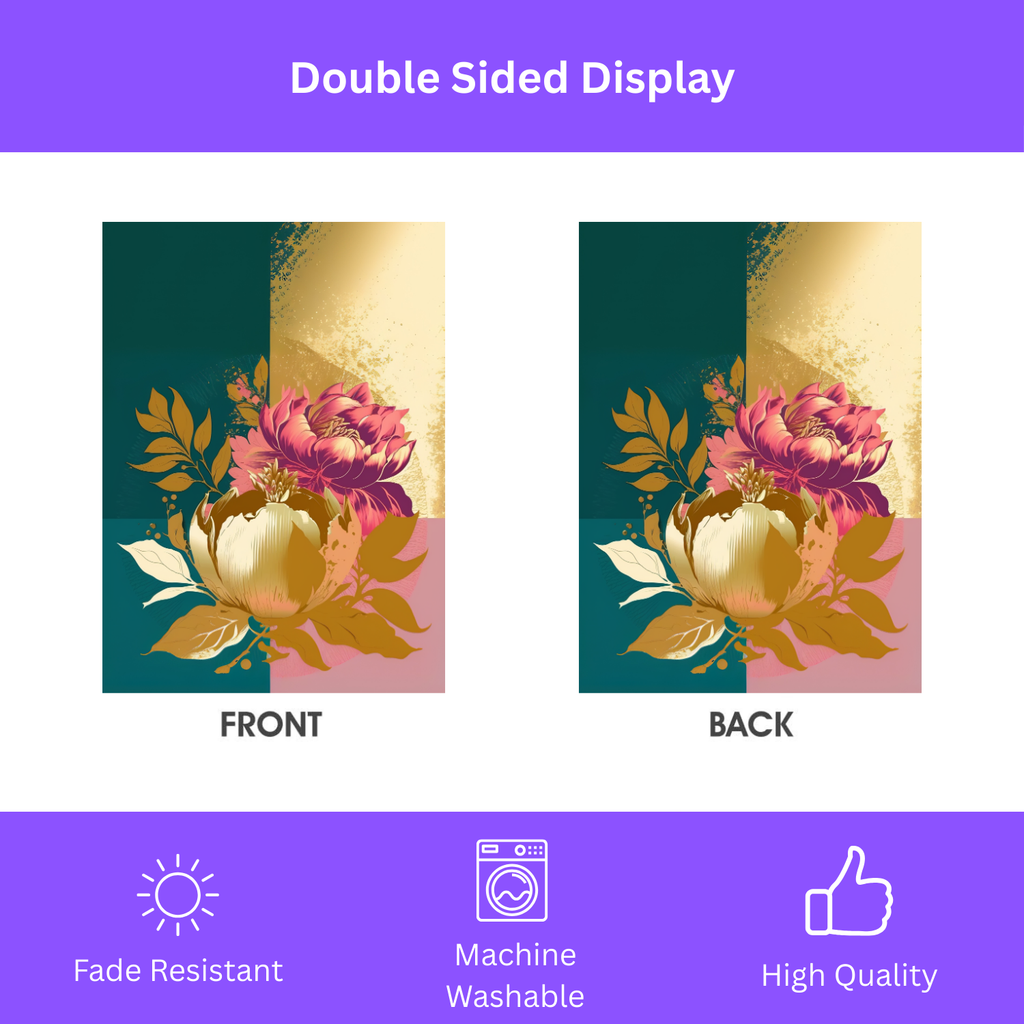 Gold and Mauve Flower Garden Flag - double-sided design - Dragonfire Gardens