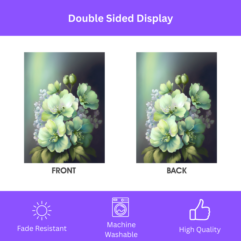 Green Flower Garden Flag - double-sided design - Dragonfire Gardens