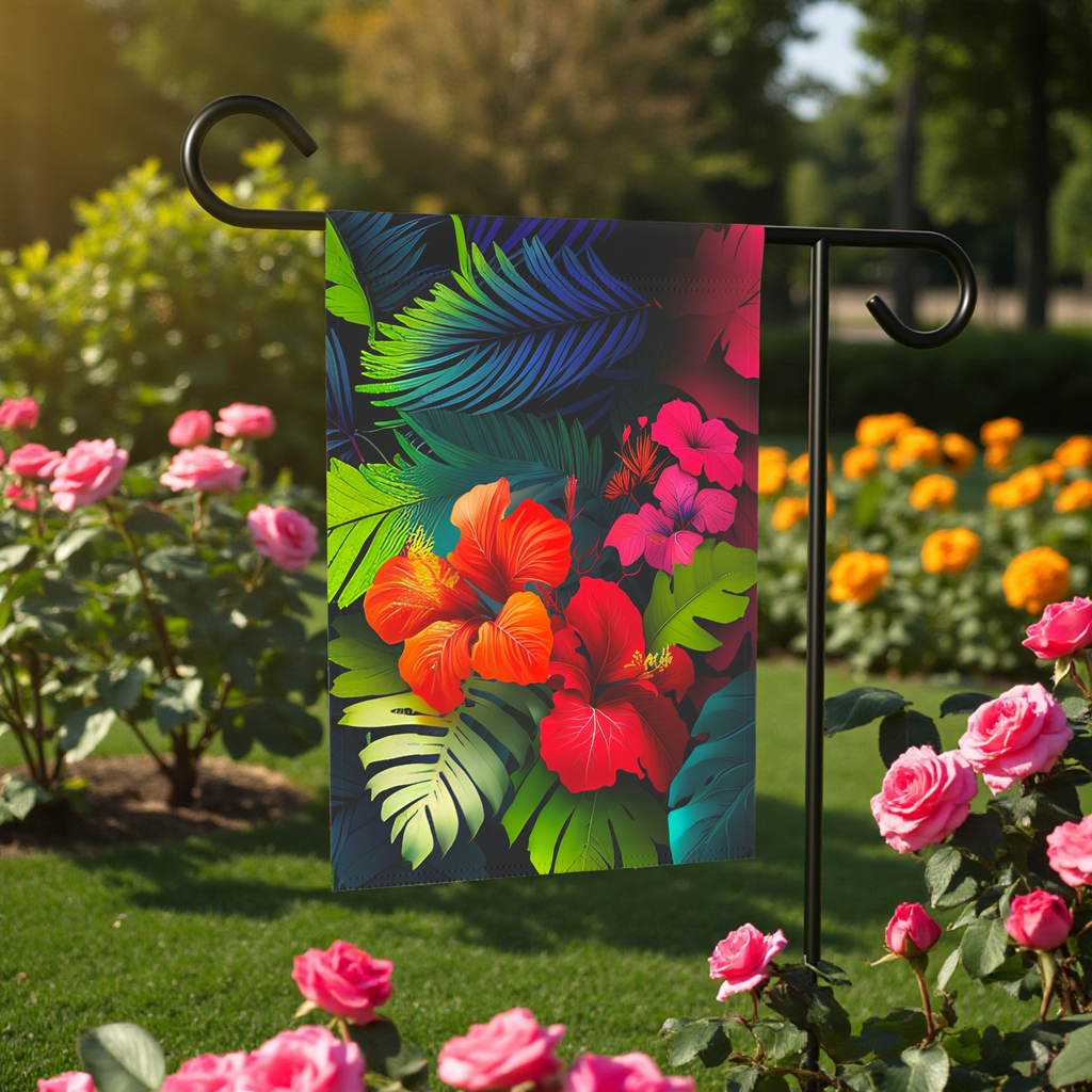 Red Hibiscus Garden Flag