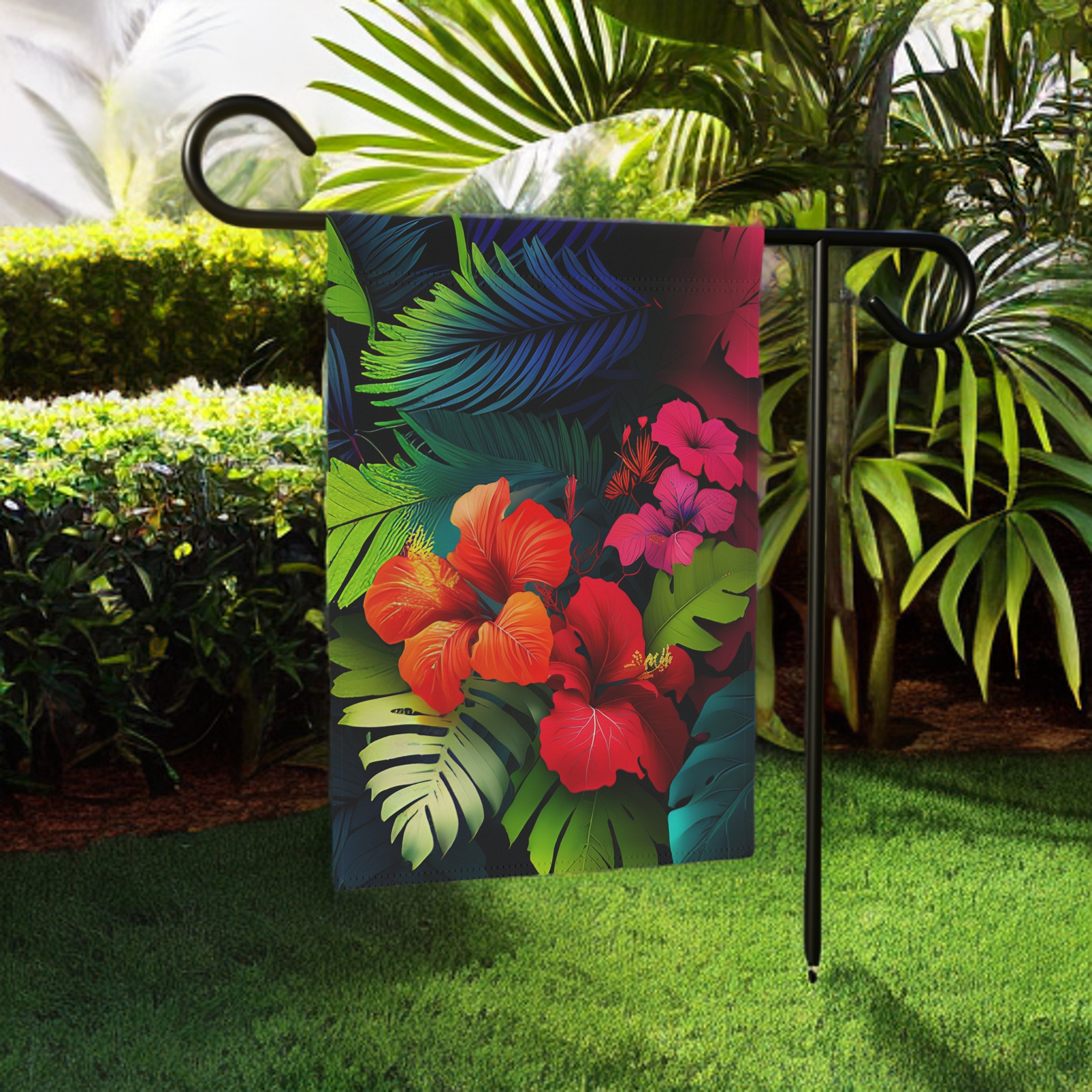 Red Hibiscus Garden Flag