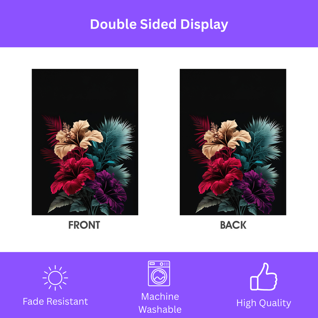 Three Hibiscus Flowers Garden Flag - double-sided design - Dragonfire Gardens