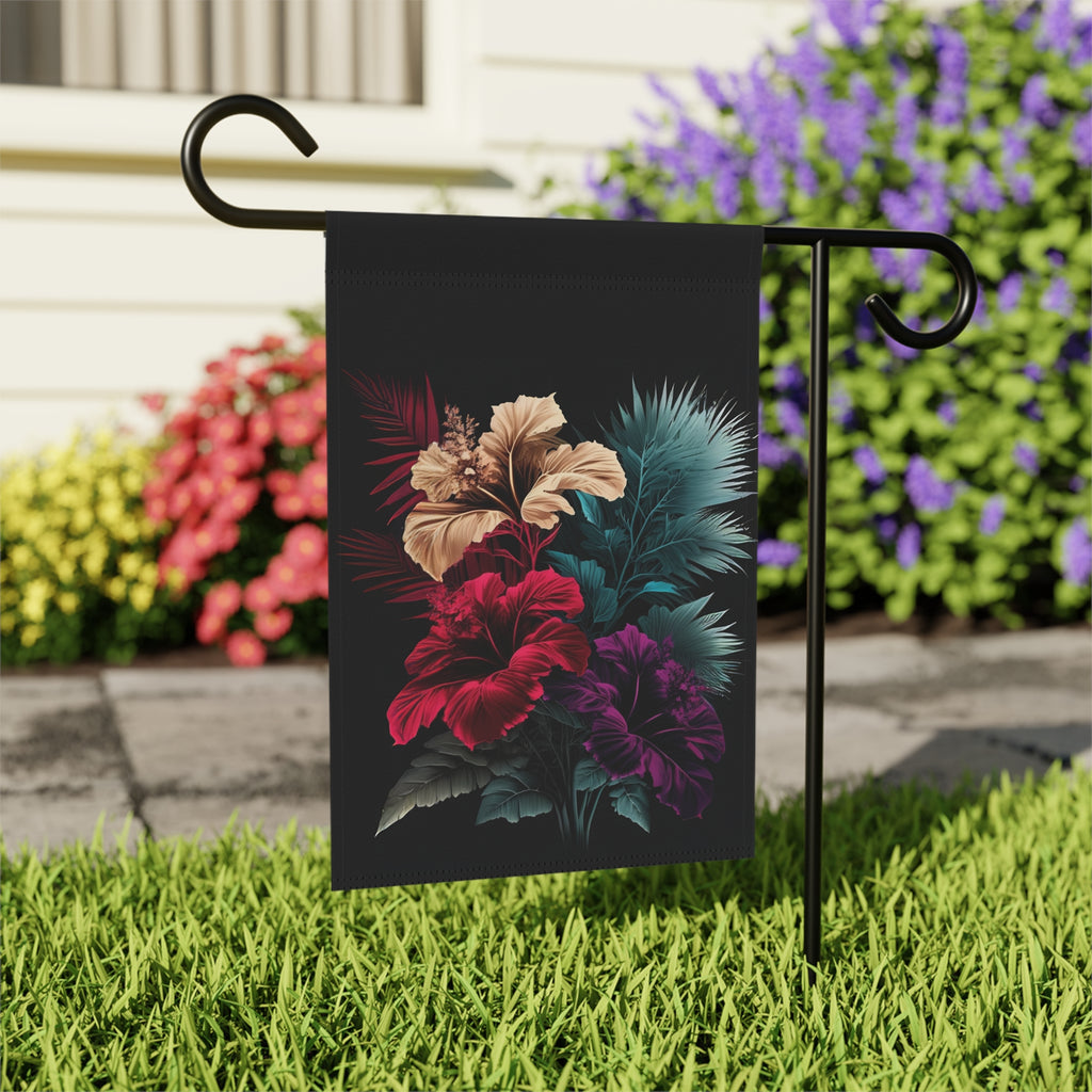 Three Hibiscus Flowers Garden Flag - outdoor display - Dragonfire Gardens