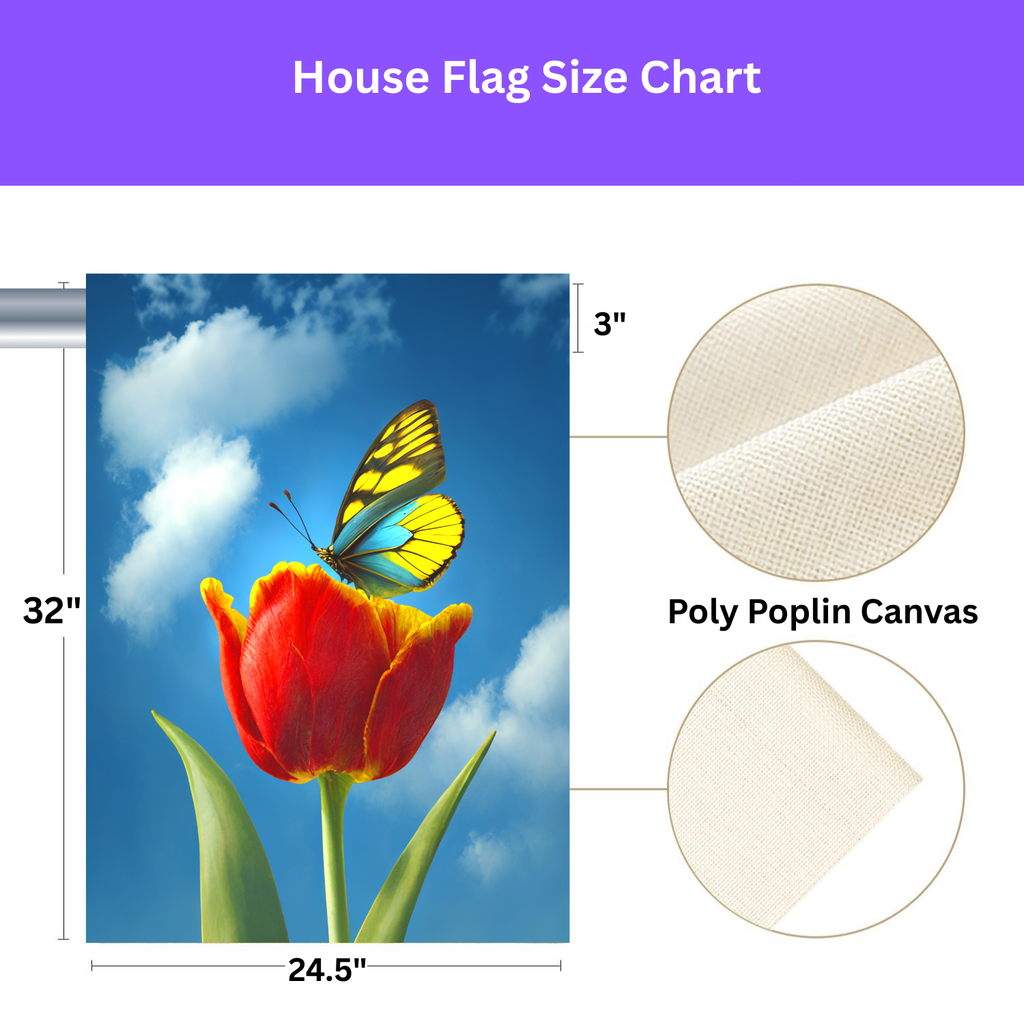 Tulips and Butterfly Garden Flag - porch decor - Dragonfire Gardens