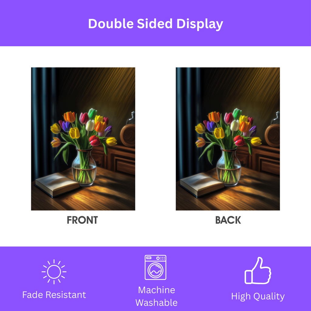 Vase of Tulips Garden Flag - double-sided design - Dragonfire Gardens