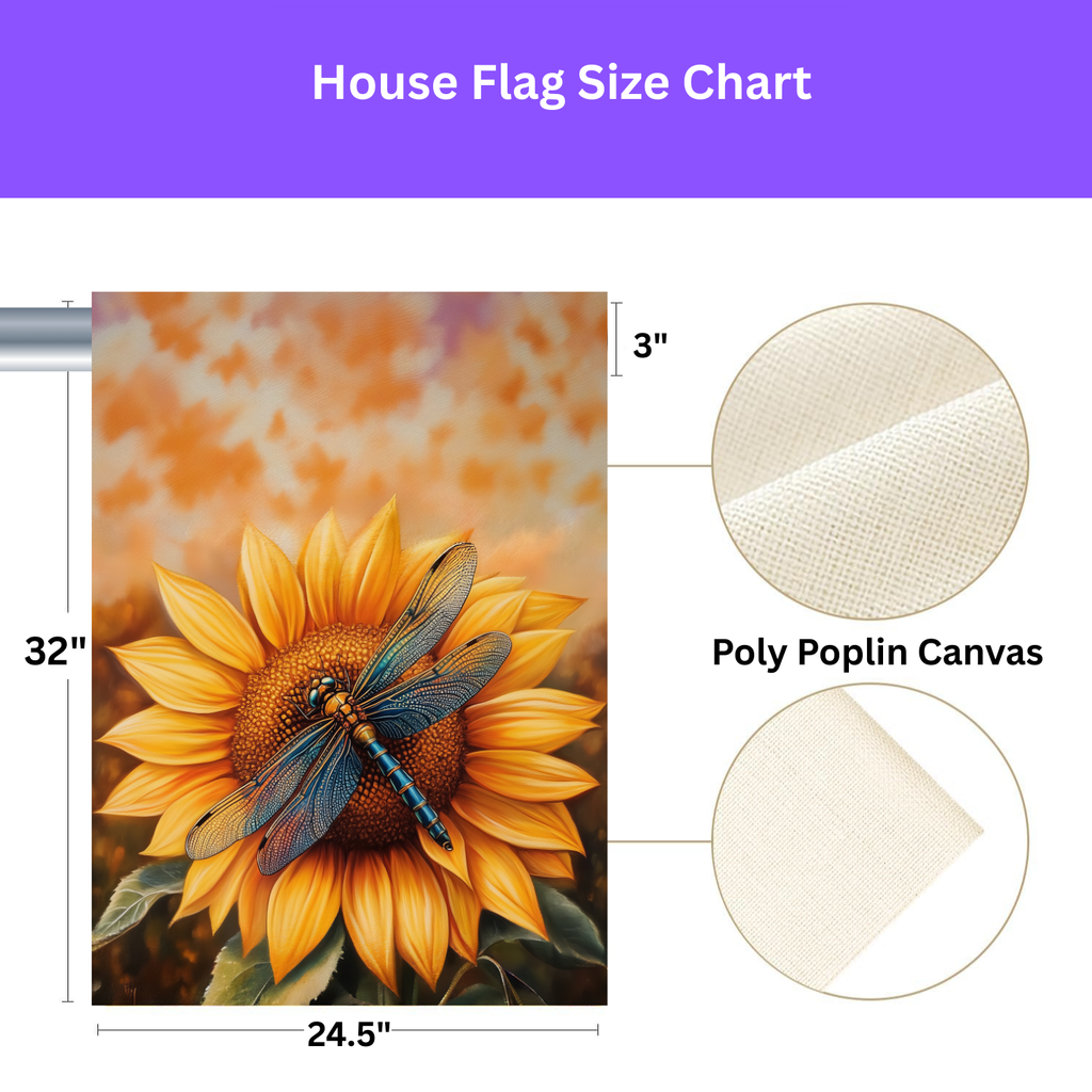 Sunflower and Dragonfly Garden Flag - double-sided design - Dragonfire Gardens