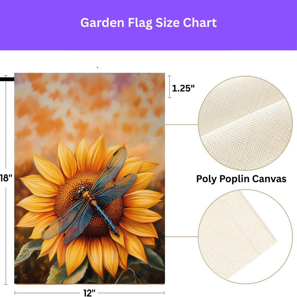 Sunflower and Dragonfly Garden Flag - porch decor - Dragonfire Gardens
