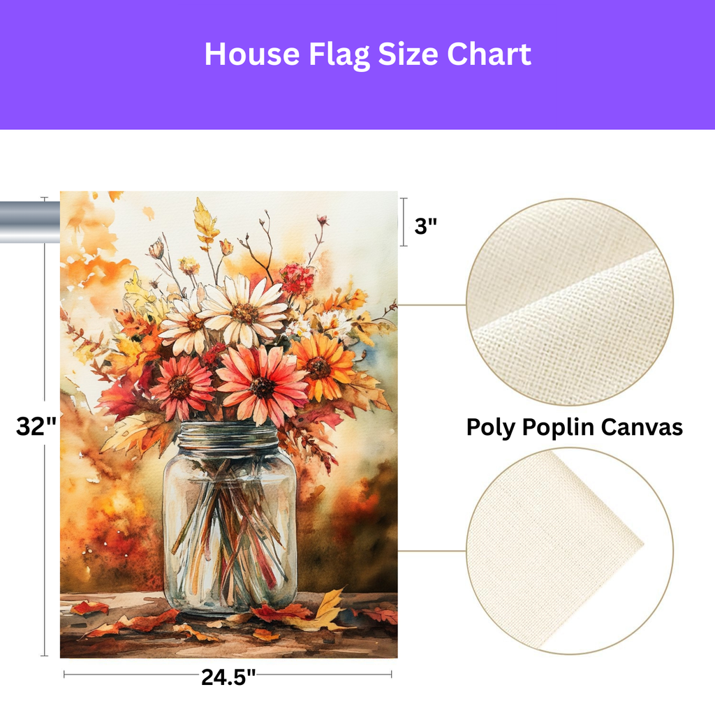 Fall Floral Jar Garden Flag - porch decor - Dragonfire Gardens