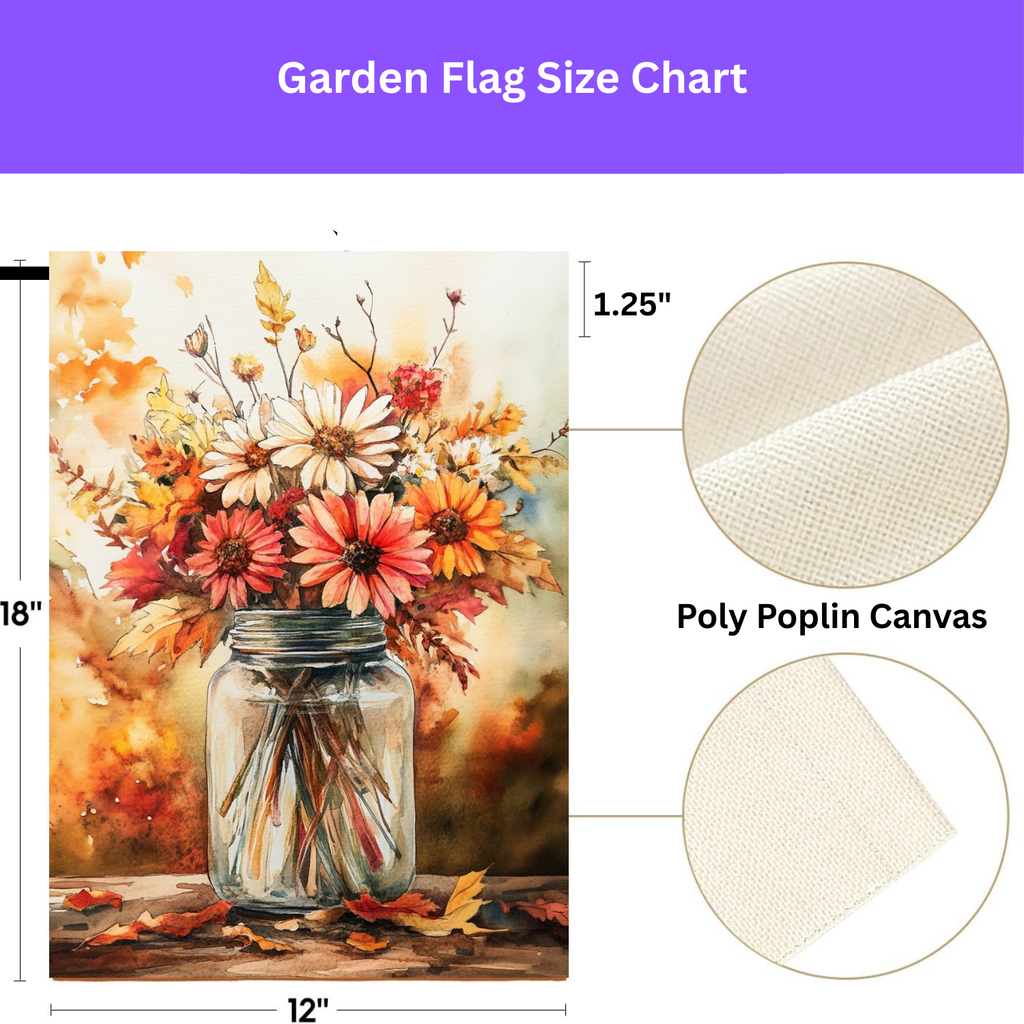 Fall Floral Jar Garden Flag - yard display - Dragonfire Gardens