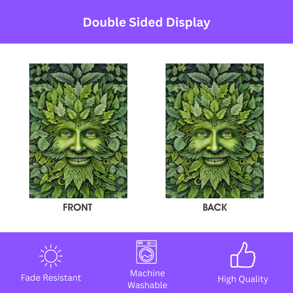 Face in the Leaves Garden Flag - double-sided design - Dragonfire Gardens