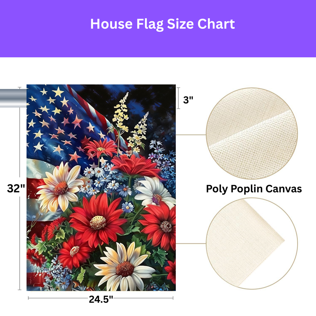 Patriotic Flowers Garden Flag - yard display - Dragonfire Gardens