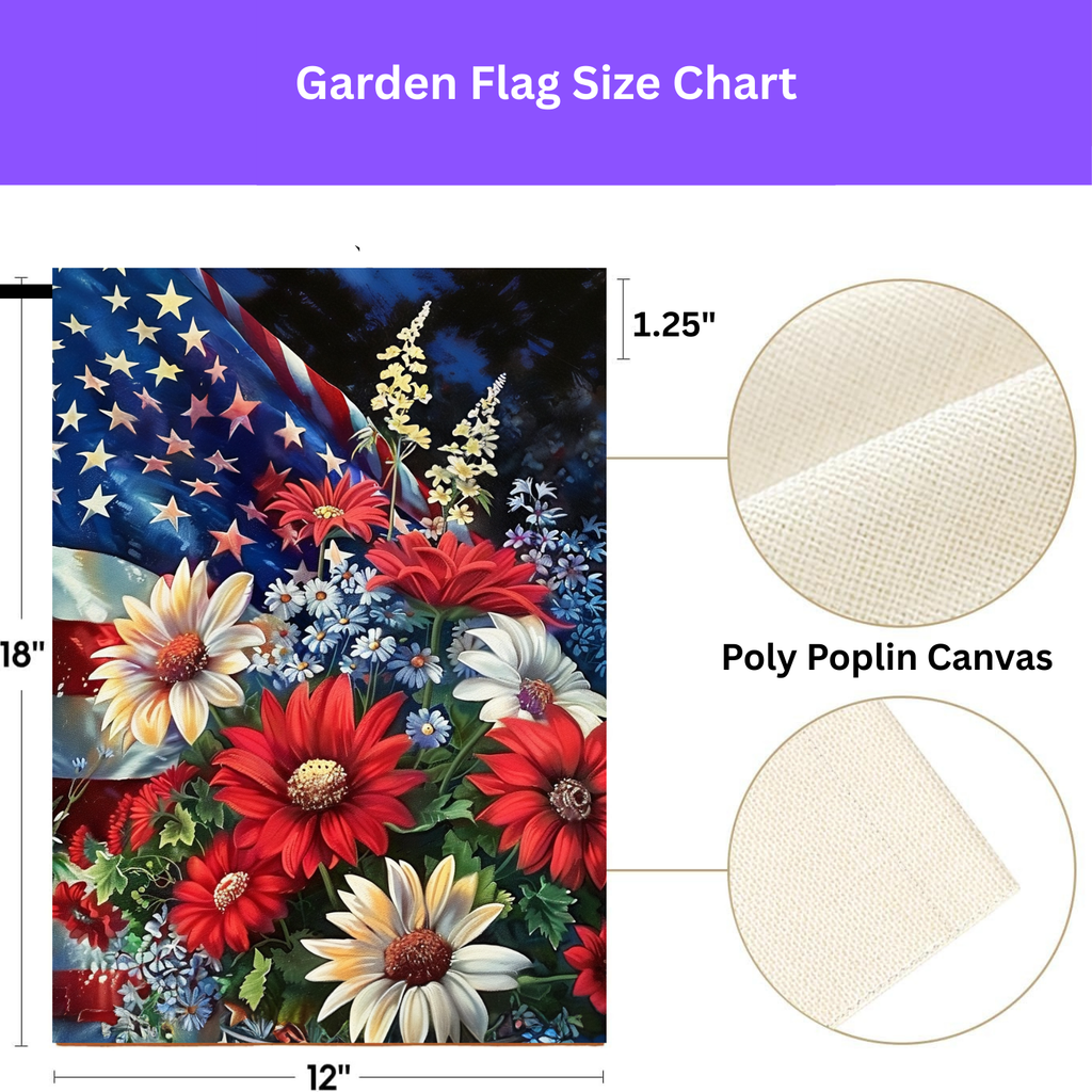 Patriotic Flowers Garden Flag - porch decor - Dragonfire Gardens
