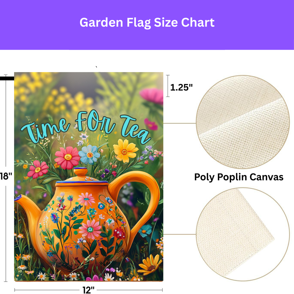 Time For Tea Yellow Teapot Garden Flag - porch decor - Dragonfire Gardens