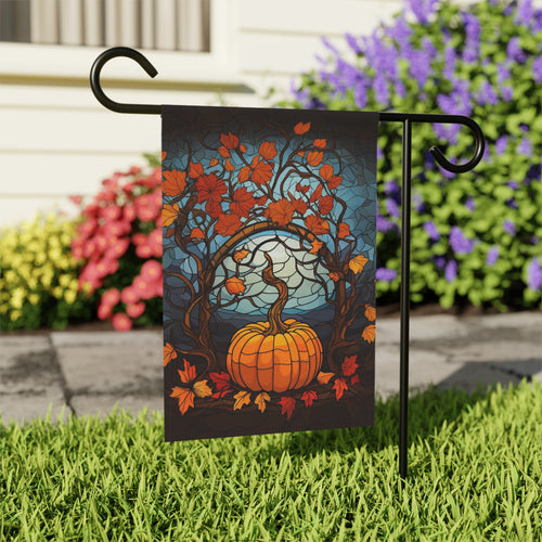 Abstract Long-Stem Pumpkin Garden Flag