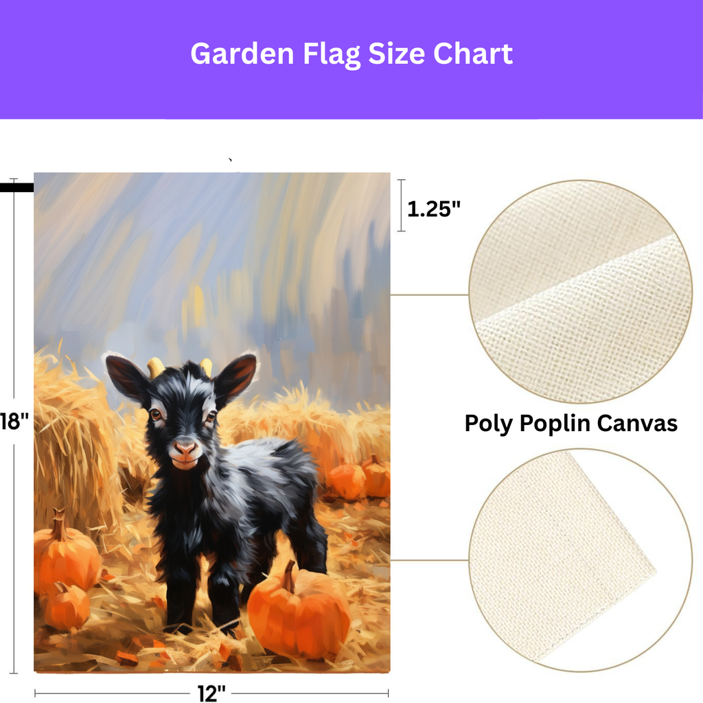 Baby Goat and Pumpkin Garden Flag - yard display - Dragonfire Gardens